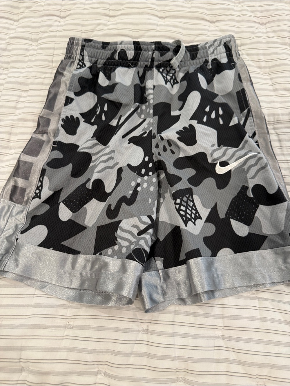 Nike Kids Black & Gray Camo Mesh Athletic Shorts